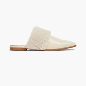 By Malene Birger Cream Leather and Shearling Mule